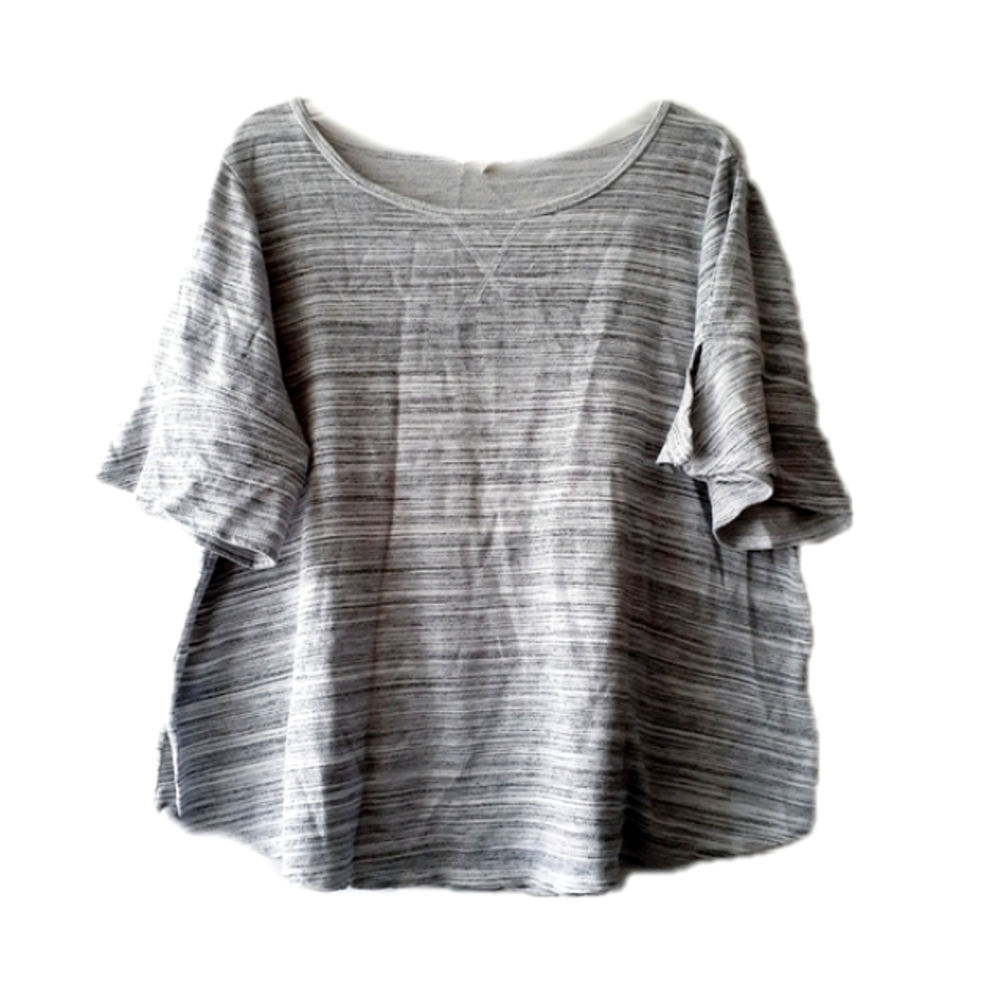 Space Dyed Cotton Sweater Blouse with Flutter Sl…